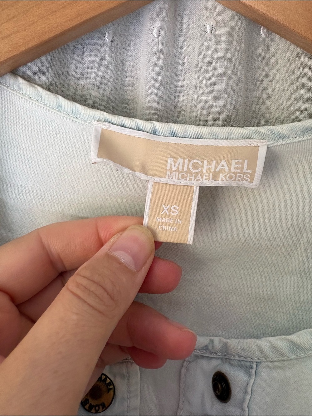 Michael Kors Light Wash Denim Midi Shirt Dress - Picture 3 of 5